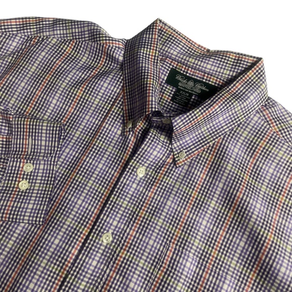 Brooks Brothers XXL R Plaid Purple All Egyptian Cotton Long Sleeve Button Down - Picture 1 of 5